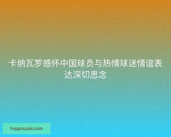 卡纳瓦罗感怀中国球员与热情球迷情谊表达深切思念