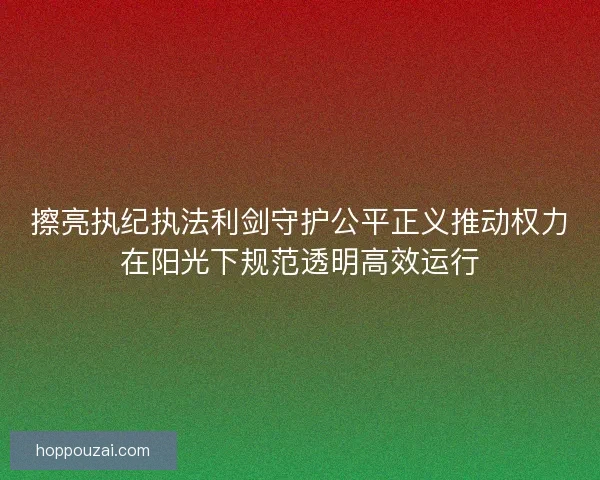 擦亮执纪执法利剑守护公平正义推动权力在阳光下规范透明高效运行